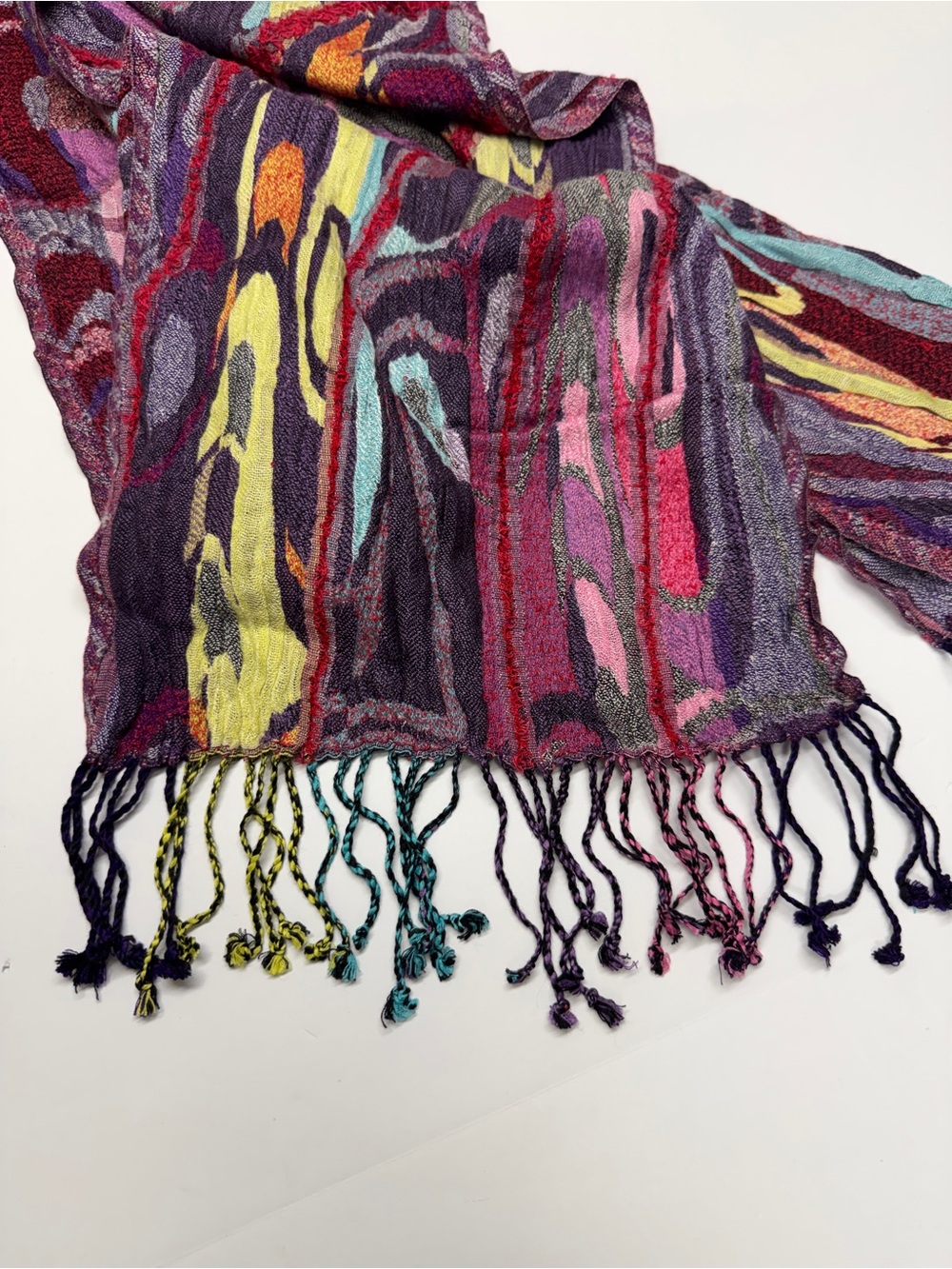 Colorful Abstract Pattern Fringe Scarf - Picture 8 of 9